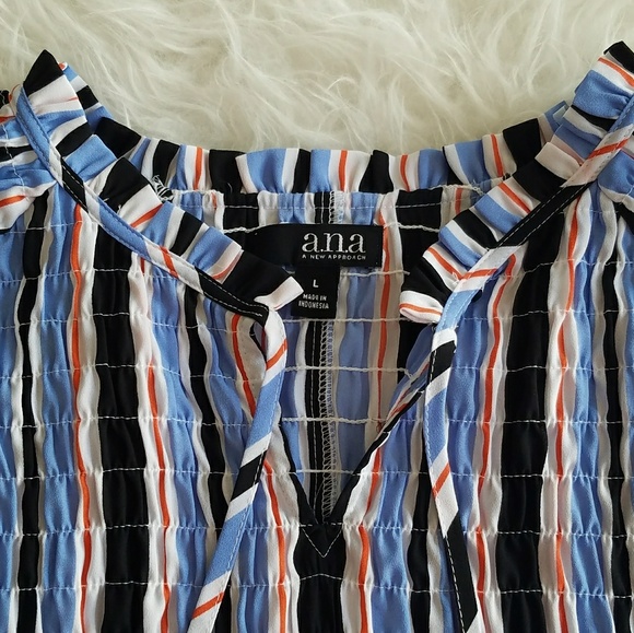 A.N.A Smocked 3/4 Sleeve Peasant Top Size L - Picture 3 of 7